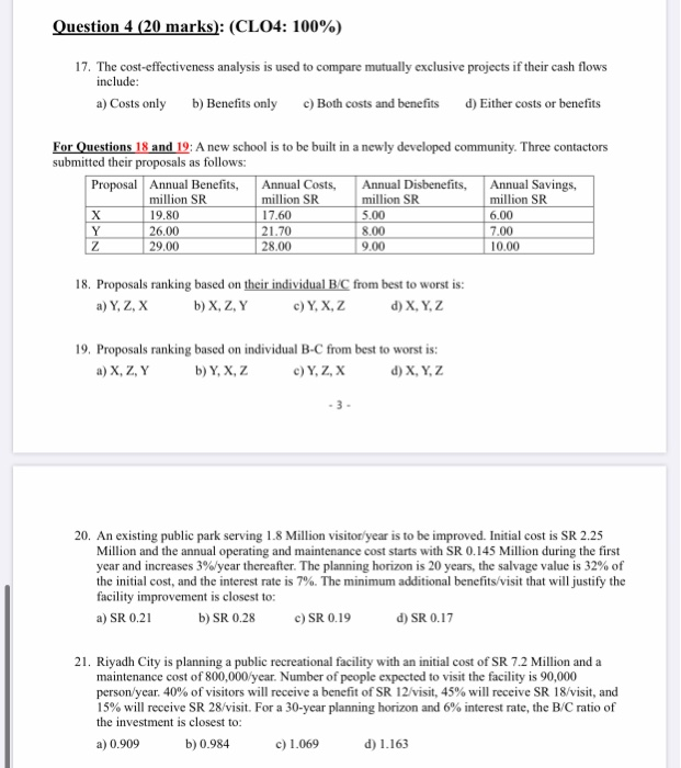 Solved Question 4 (20 marks): (CL04: 100%) 17. The | Chegg.com