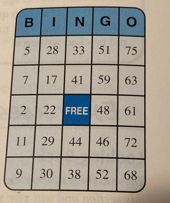 Solved 53. Bingo cards. How many different bingo cards are