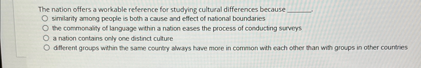 Solved The nation offers a workable reference for studying | Chegg.com