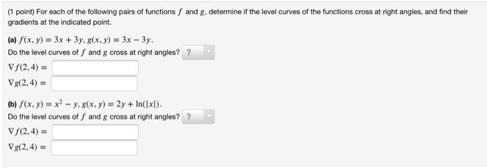 Solved (1 point) For each of the following pairs of | Chegg.com