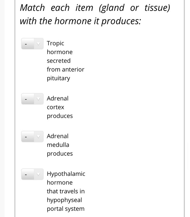 Solved Match each item (gland or tissue) with the hormone it | Chegg.com