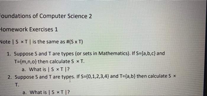 Solved Foundations of Computer Science 2 Homework Exercises | Chegg.com