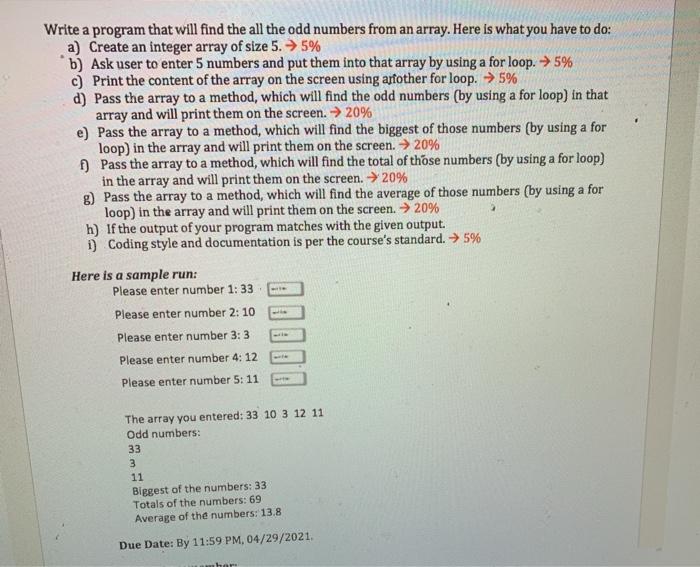 Solved Write a program that will find the all the odd | Chegg.com