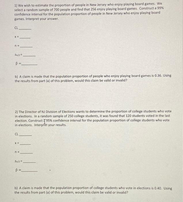 Solved 1) We wish to estimate the proportion of people in | Chegg.com
