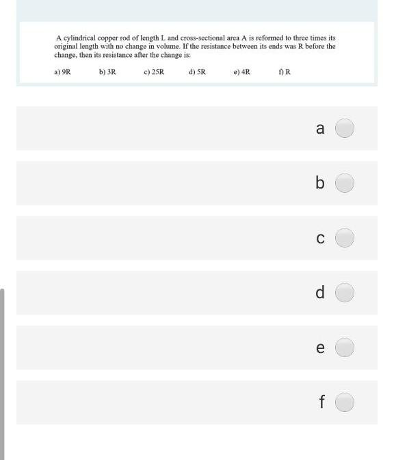Solved A cylindrical copper rod of length L and