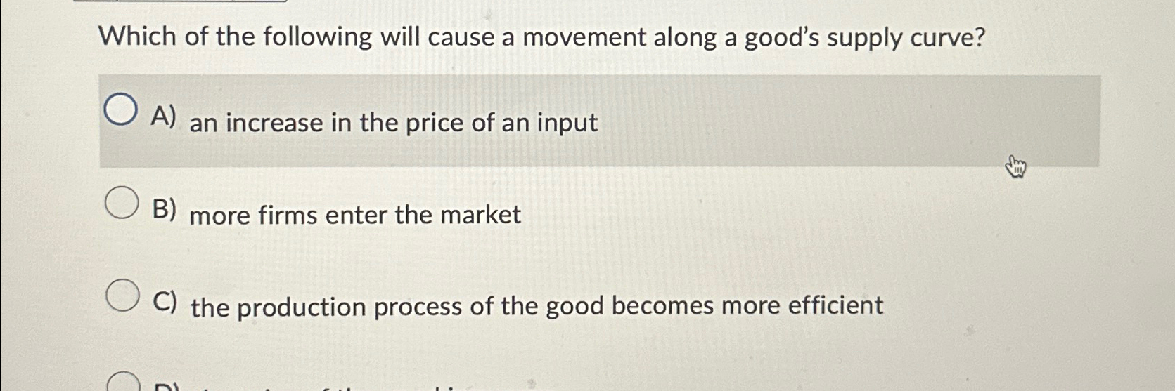 Solved Which of the following will cause a movement along a | Chegg.com