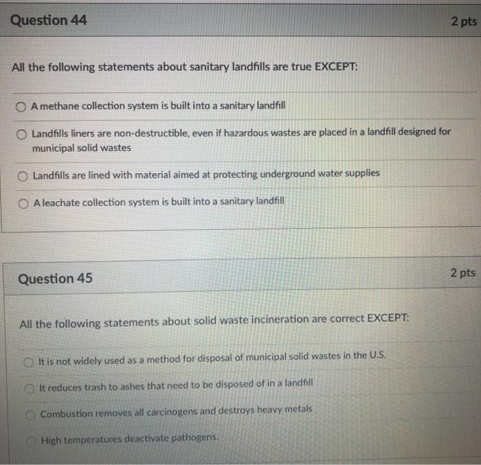 Solved Question 44 2 pts All the following statements about