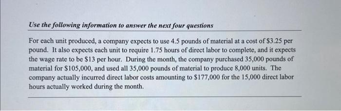 Solved Use the following information to answer the next four | Chegg.com