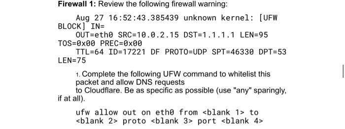 Solved Firewall 1: Review the following firewall warning: | Chegg.com