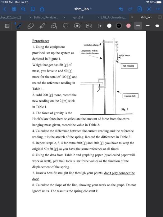 Objective: To study the simple harmonic motion of | Chegg.com