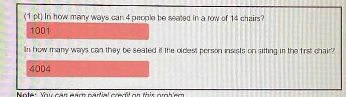 Solved (1 pt) In how many ways can 4 people be seated in a | Chegg.com