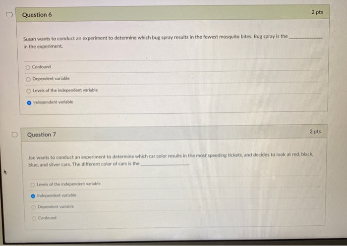 Solved 2 pts Question 6 Susan wants to conduct an experiment | Chegg.com