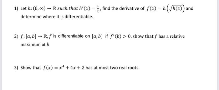 Solved 1 Let H 0 60 R Such That H X Find The Chegg Com