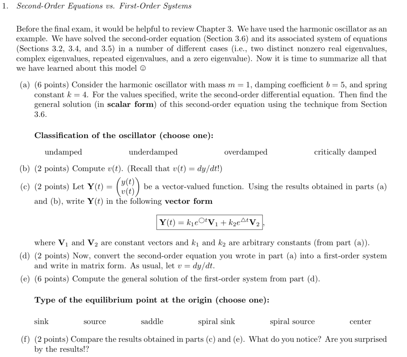 Solved Second-Order Equations vs. ﻿First-Order SystemsBefore | Chegg.com