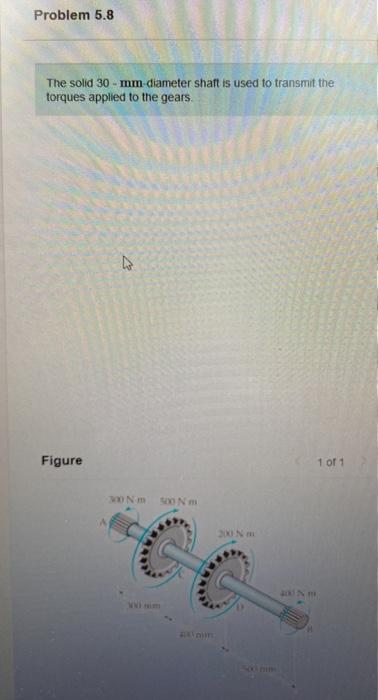 Solved Problem 5.8 The solid 30 - mm diameter shaft is used | Chegg.com