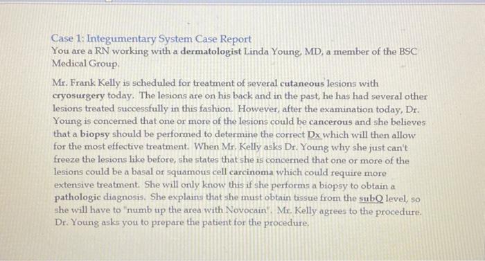 case study #1 integumentary system