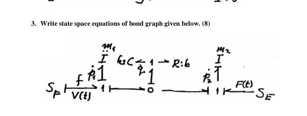 Solved 3. Write state space equations of bond graph given | Chegg.com