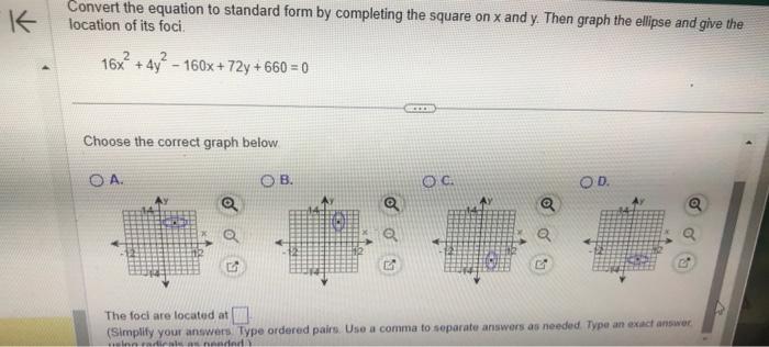 Solved Convert the equation to standard form by completing | Chegg.com