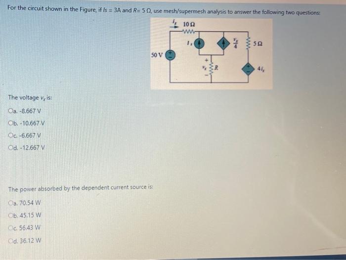 Solved For the circuit shown in the Figure, if Is = 3A and | Chegg.com
