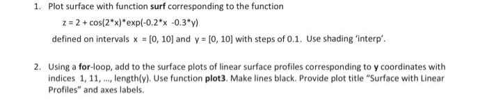 Solved 1. Plot surface with function surf corresponding to | Chegg.com