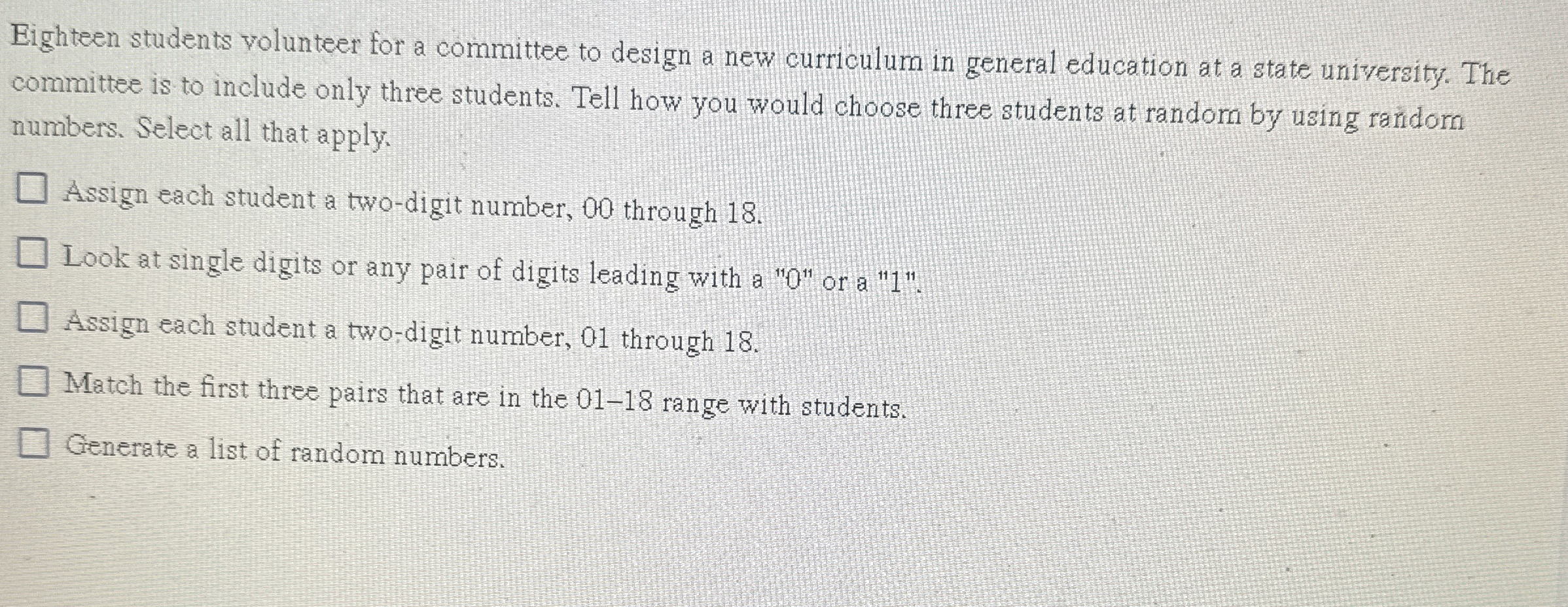 Eighteen students volunteer for a committee to design