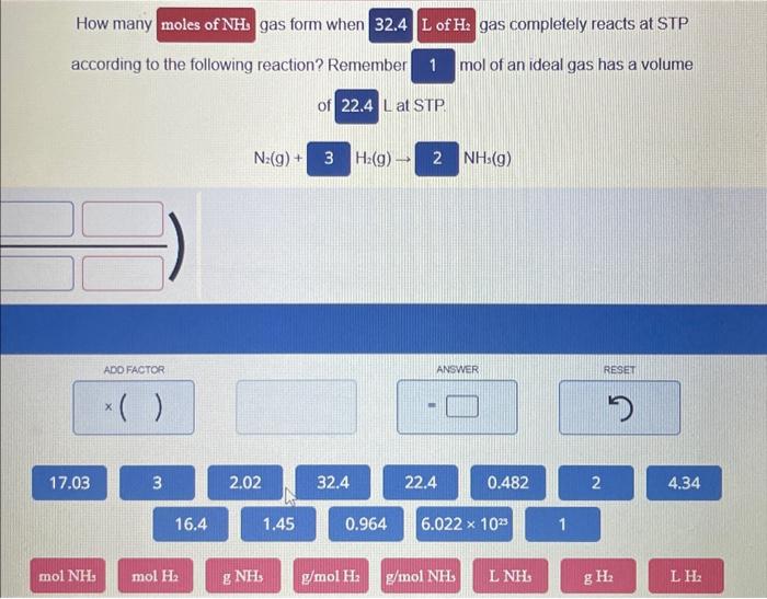 Solved How many gas form when gas completely reacts at STP