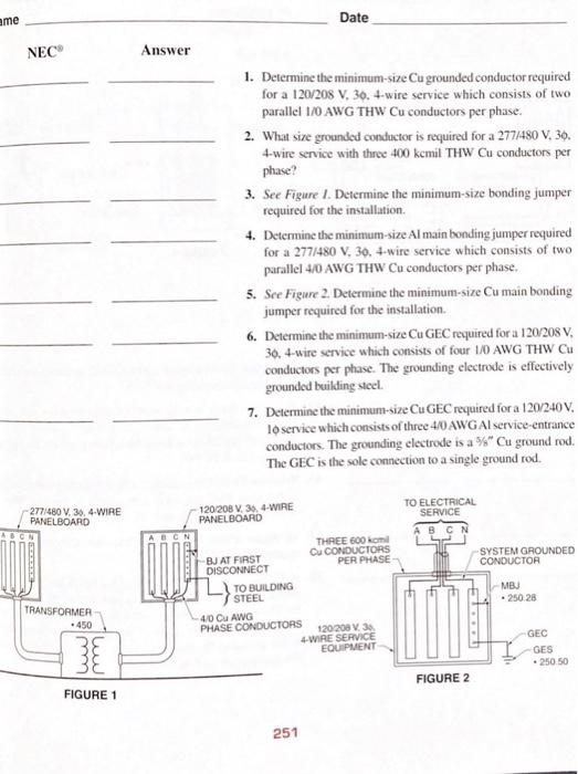 Solved Ame Date Nec Answer 1 Determine The Minimum Size Cu Chegg Com