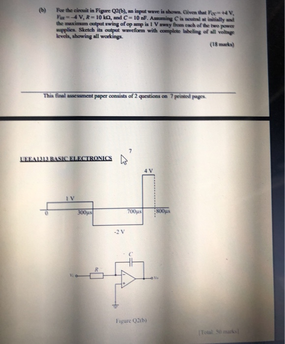 Solved (15) For the circuit in Figure Q2(b), an input wave | Chegg.com