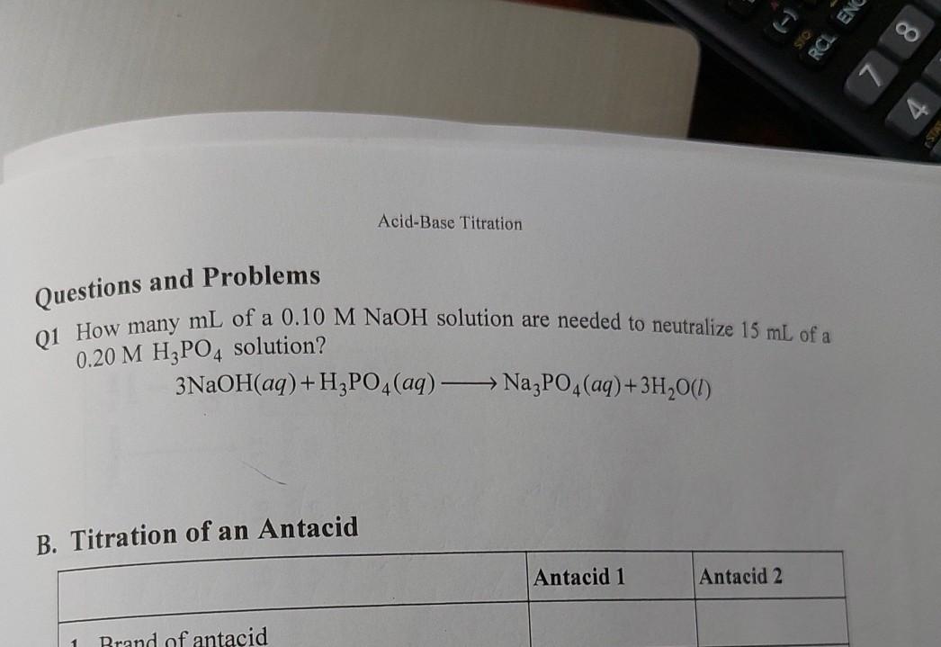 Solved EN 8 Acid-Base Titration Questions and Problems Q1 | Chegg.com