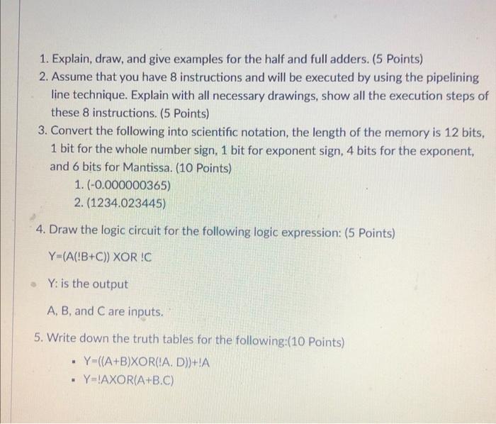 Solved 1. Explain, draw, and give examples for the half and