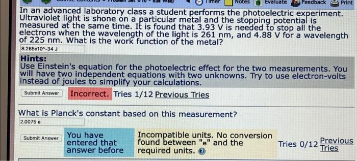 Solved In an advanced laboratory class a student performs | Chegg.com