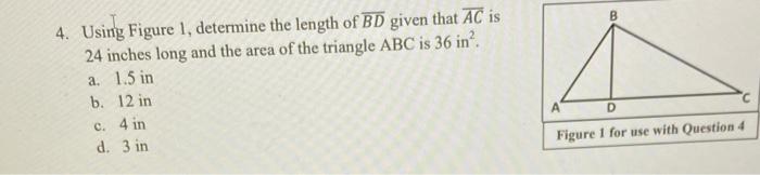 Solved 4. Using Figure 1, Determine The Length Of BD Given | Chegg.com