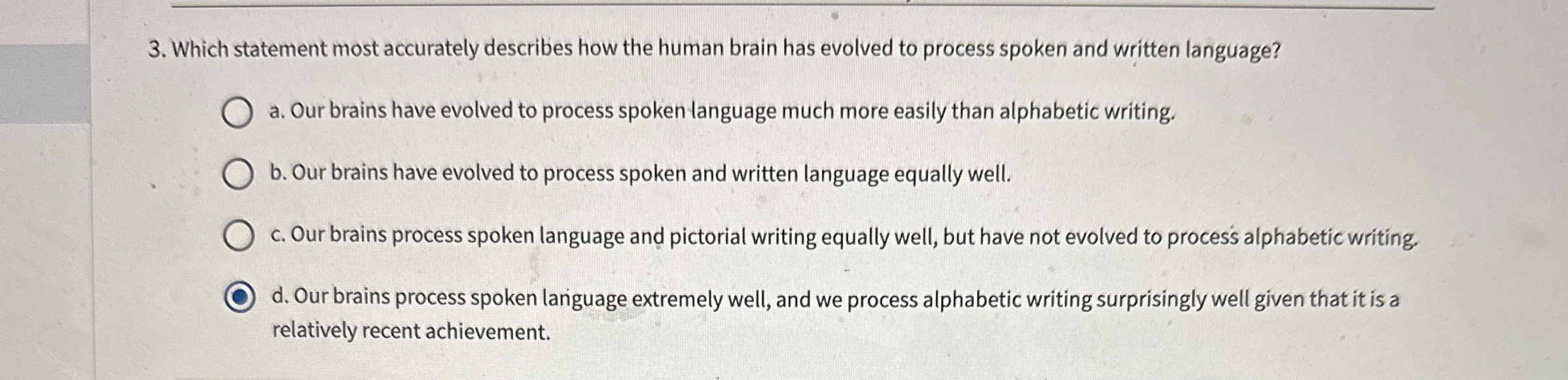 Solved Which statement most accurately describes how the | Chegg.com