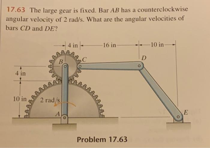 Solved 17.63 The large gear is fixed. Bar AB has a