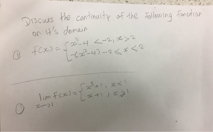 Solved Following Function Discuss On It's The Continuity Of | Chegg.com