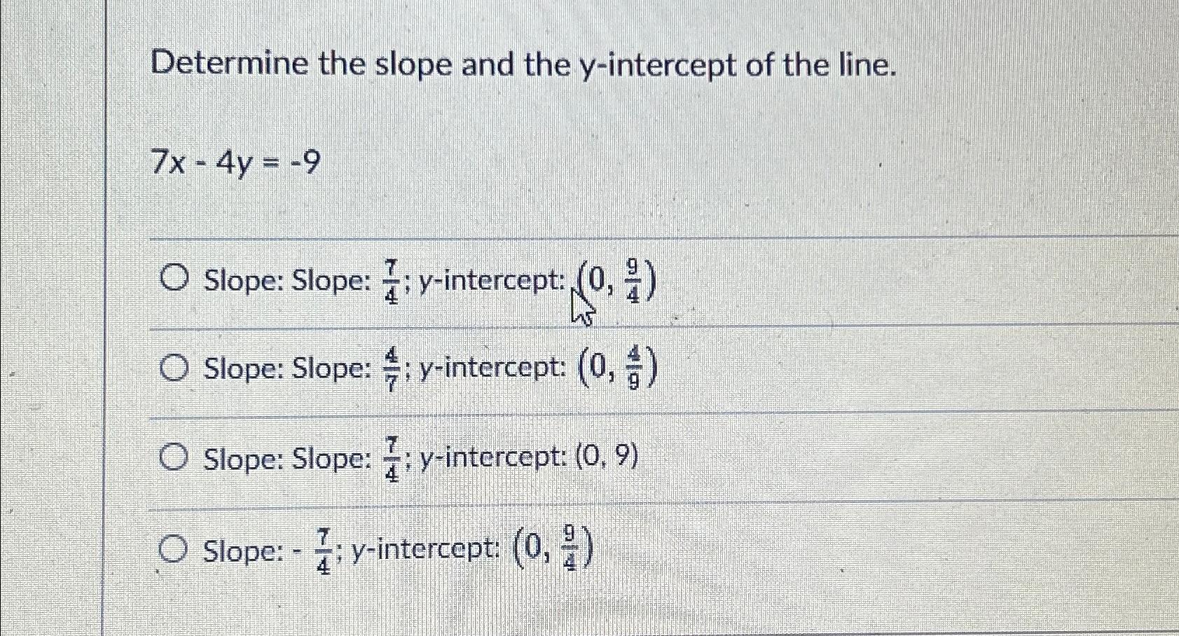 y 4 3x 7 slope