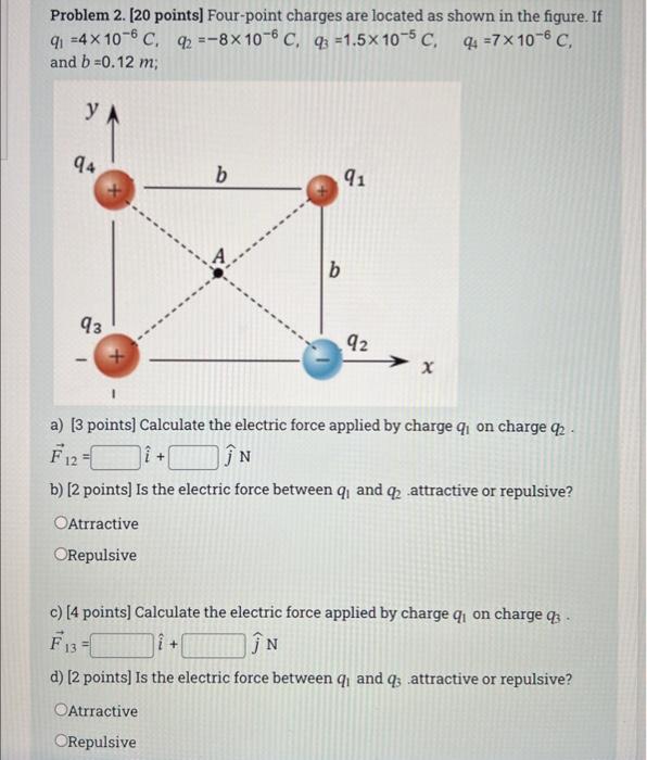 Solved Problem 2. [20 Points] Four-point Charges Are Located | Chegg.com