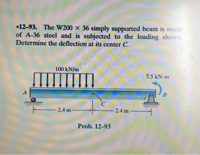 Solved -12-93. The W200×36 simply supported beam is made of | Chegg.com