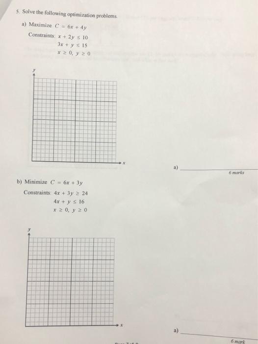 Solved 5. Solve the following optimization problems a) | Chegg.com