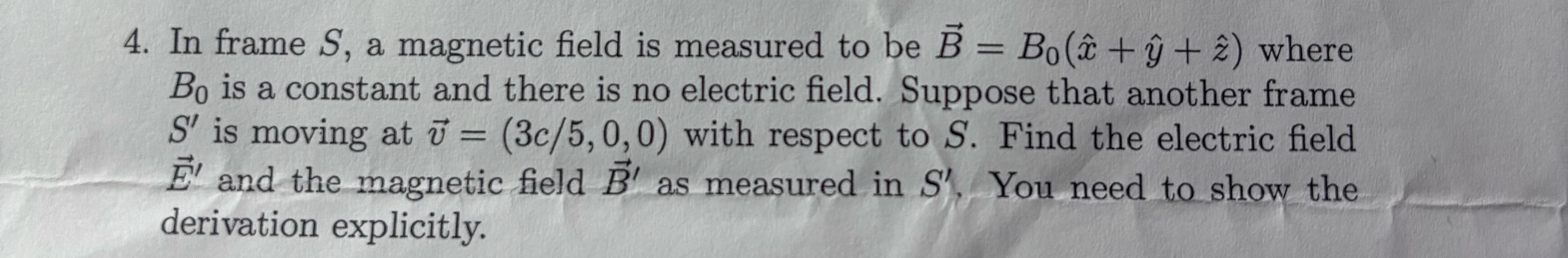 In frame S, ﻿a field is measured to be