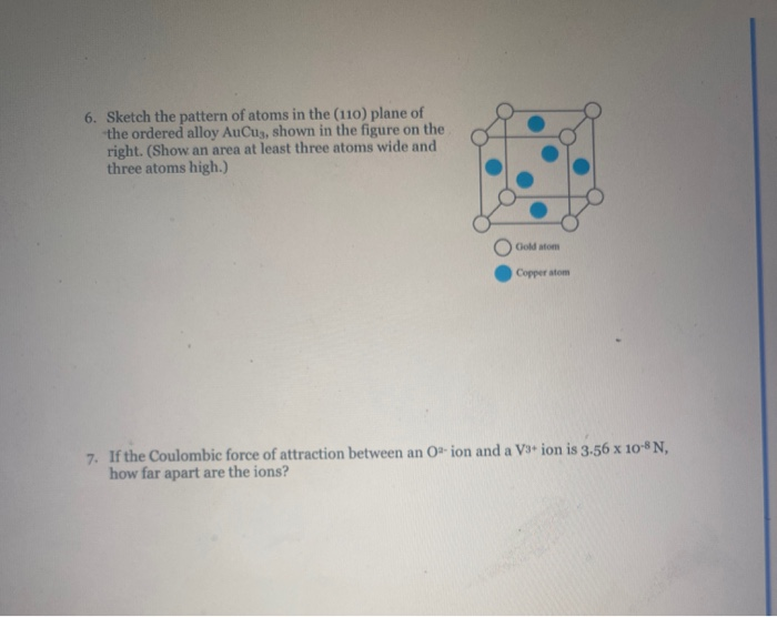 Solved 6. Sketch the pattern of atoms in the (110) plane of | Chegg.com