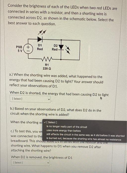 Solved Consider the brightness of each of the LEDs when two | Chegg.com