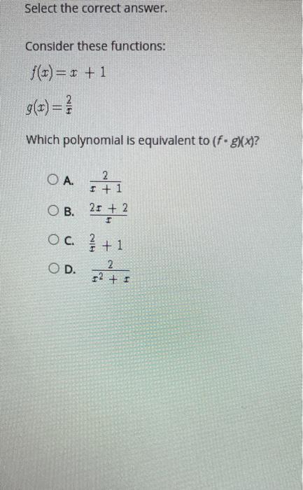 Solved Select the correct answer. Consider these functions: | Chegg.com
