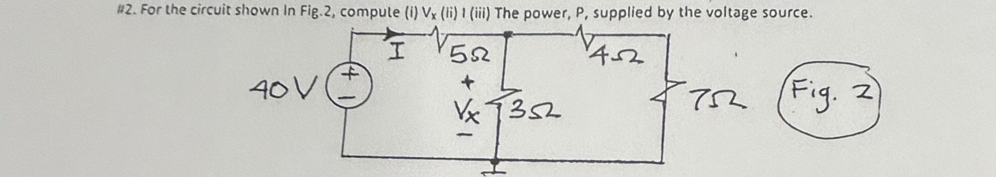 Solved For the circuit shown In Fig. 2, ﻿compute (i) Vx (ii) | Chegg.com