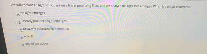 Solved Linearly polarized light is incident on a linear | Chegg.com