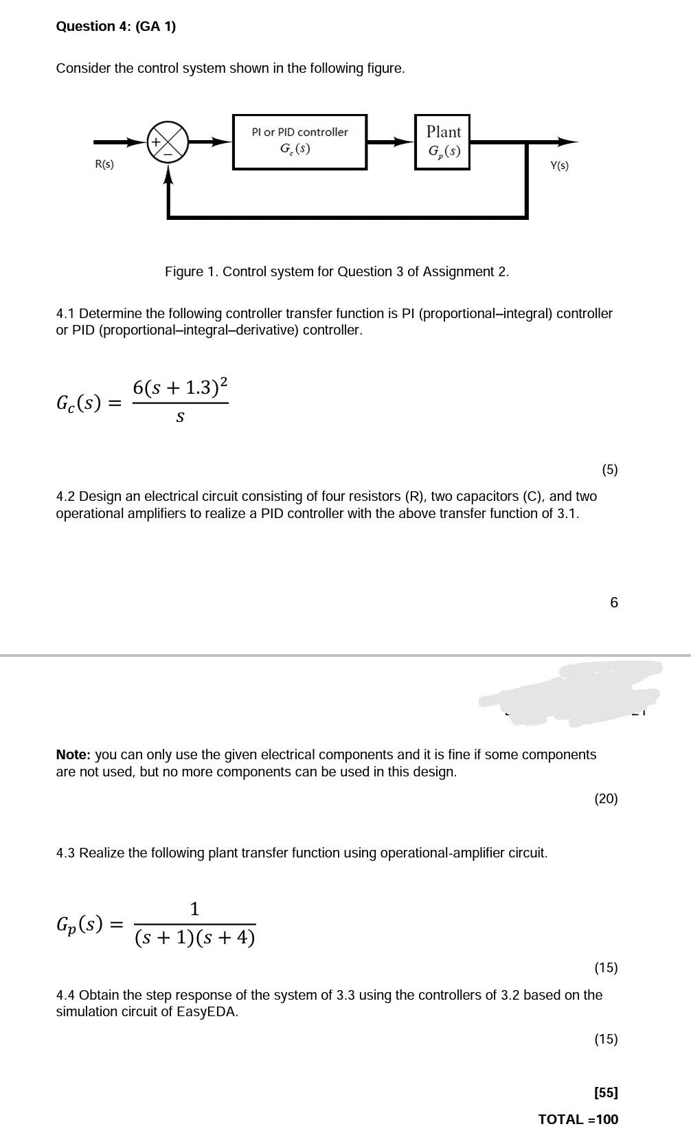 Solved Question 4: (GA 1) Consider The Control System Shown | Chegg.com