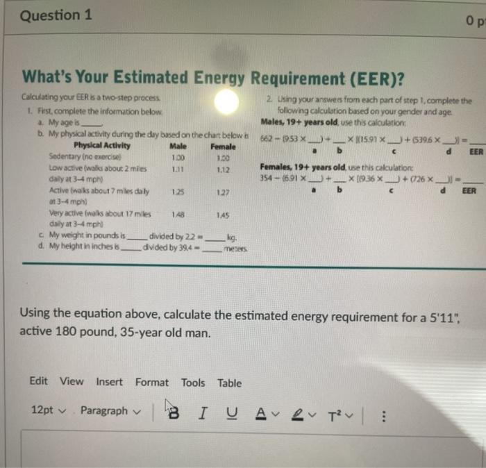 Estimated energy outlet requirement