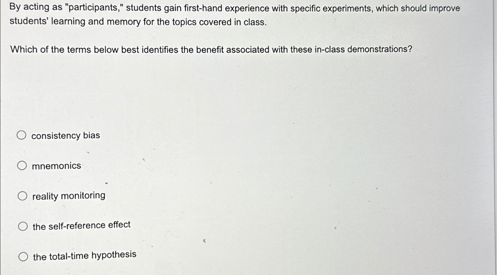 total time hypothesis in learning