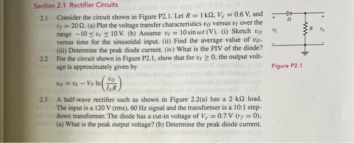 Solved 2.1 Consider the circuit shown in Figure P2.1. Let | Chegg.com