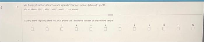 Solved st K Use the row of numbers shown below to generate Chegg